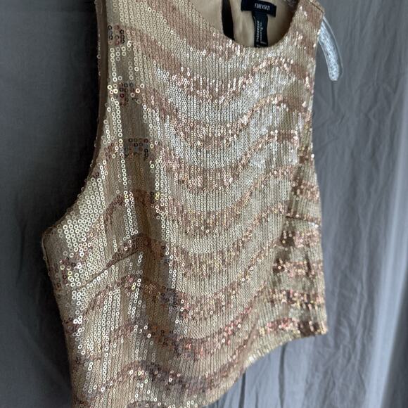 Forever 21 Gold Sequin Crop Tank Top Festival Indie Sleaze Y2K Style Size Small‎ - Picture 3 of 7